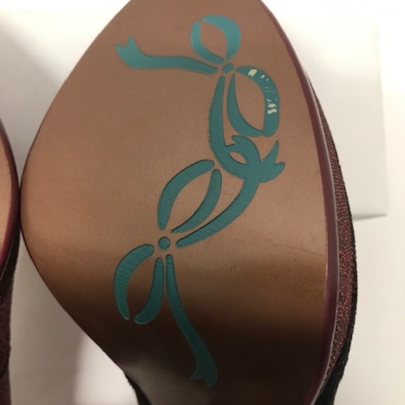 Poetic Licence London “Egyptian Princess” Red Metallic Peep Toe Pumps - Picture 15 of 16